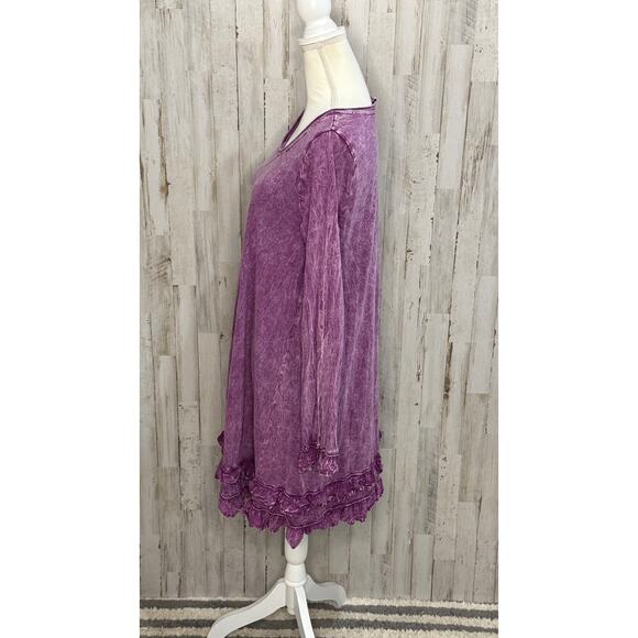 Altar'd State Women's Medium Purple Long‎ Sleeve Ruffle A-Line Dress - Picture 5 of 7